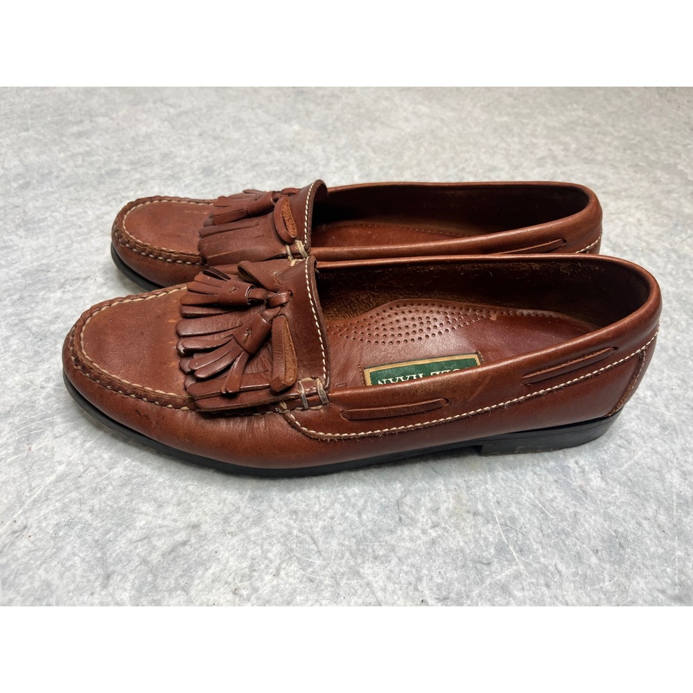 Cole Haan Mens Brown Leather Tassel Kiltie Loafers Size 9.5 D Slip On Shoes